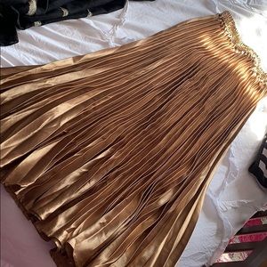 Metallic pleated maxi skirt